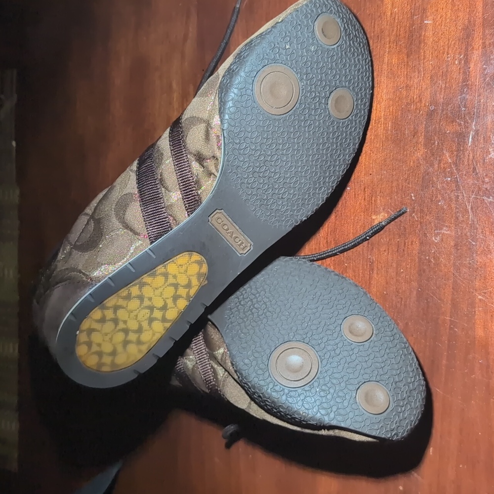 Coach Kate Brown and Gold Patterned Sneakers Size 9 - Picture 5 of 7